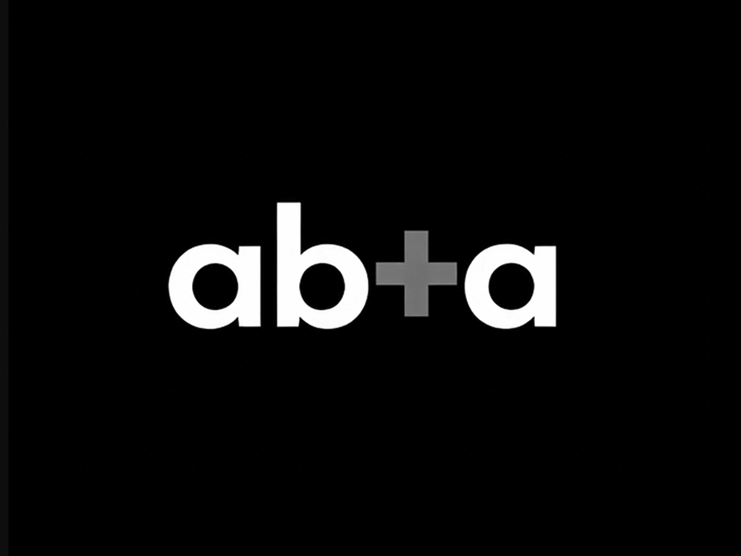 Alphabet logo: white lowercase letters on a black background with a gray cross replacing the 't'.